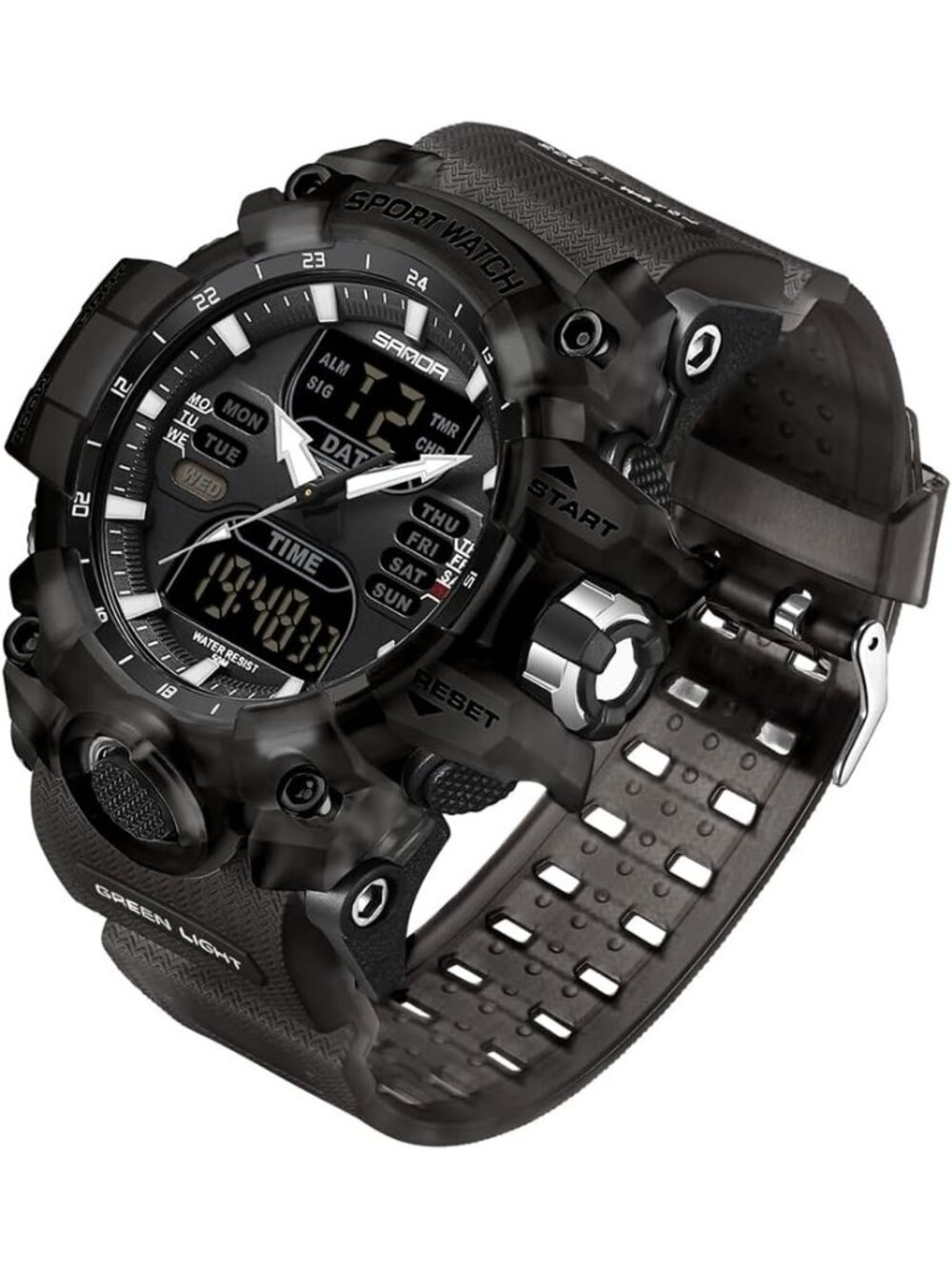 Men Black Grey Analog Quartz S-Shock Waterproof Outdoor Sports LED Digital Watch